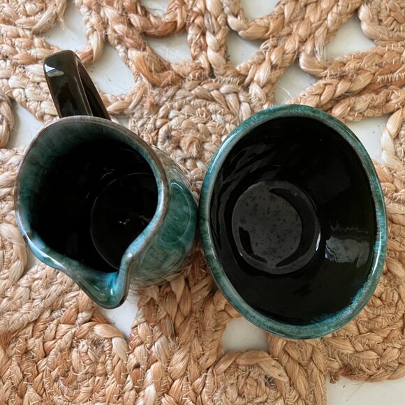 Blue Mountain Pottery Small Milk Cream Pitcher and Open Sugar Bowl 1970's - Picture 5 of 9